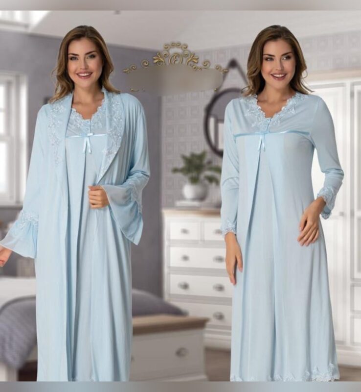 Pyjama grossesse et allaitement Blue avec peignoir