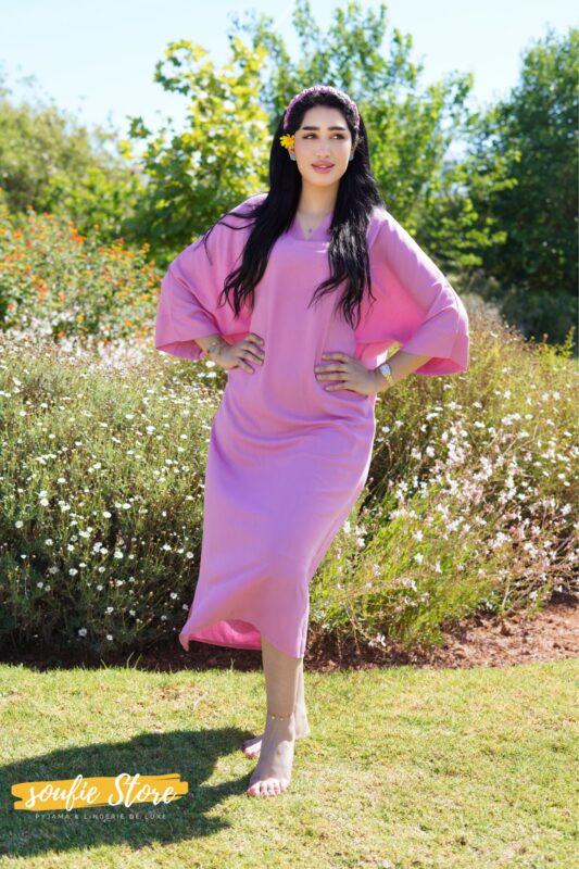 Robe Élégante d'Été avec Bandeau Assorti Rose