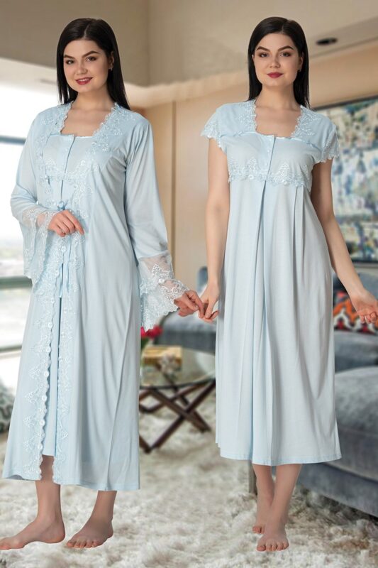 Robe de Nuit de Maternité Bébé Bleu 2 pièces | Confort et Style Été 2024 Maroc