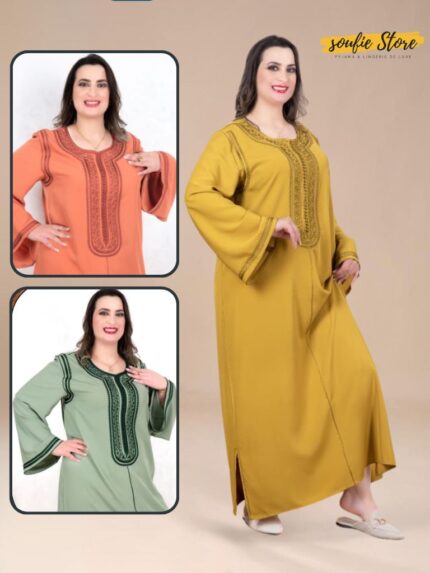 Caftan en Crêpe Haute Qualité – Élégance pour l’Aïd et Vos Occasions Spéciales